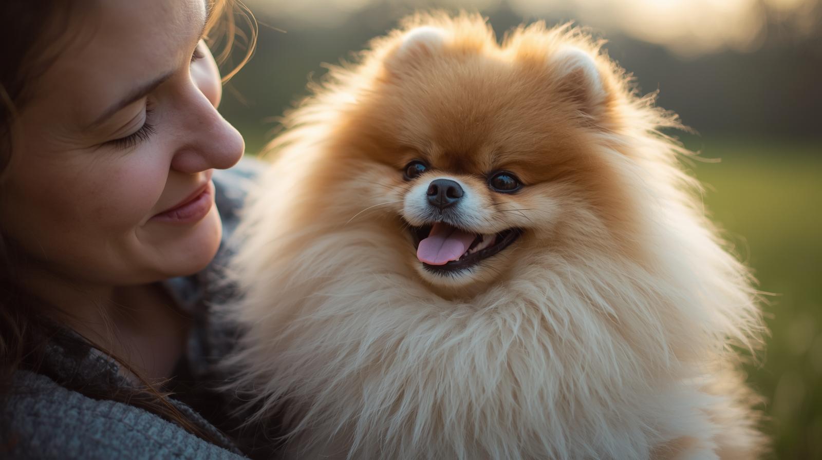 Un perro feliz con su dueño.